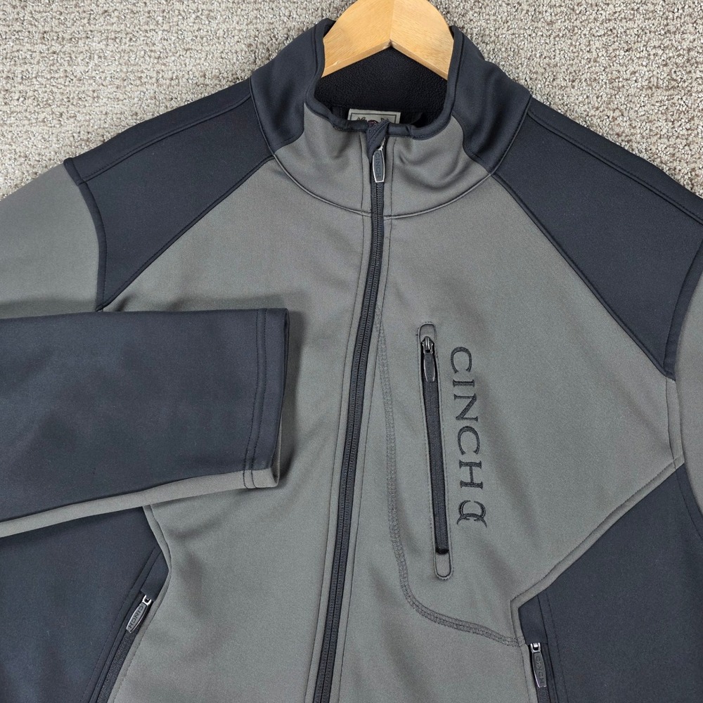 Cinch Mens‎ XL Full Zip Jacket Gray Black Soft Shell Outdoor Workwear